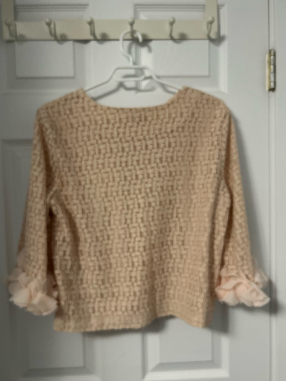 Joan Rivers Peach Lace Open-Front Jacket with Ruffle Cuffs - Picture 3 of 3